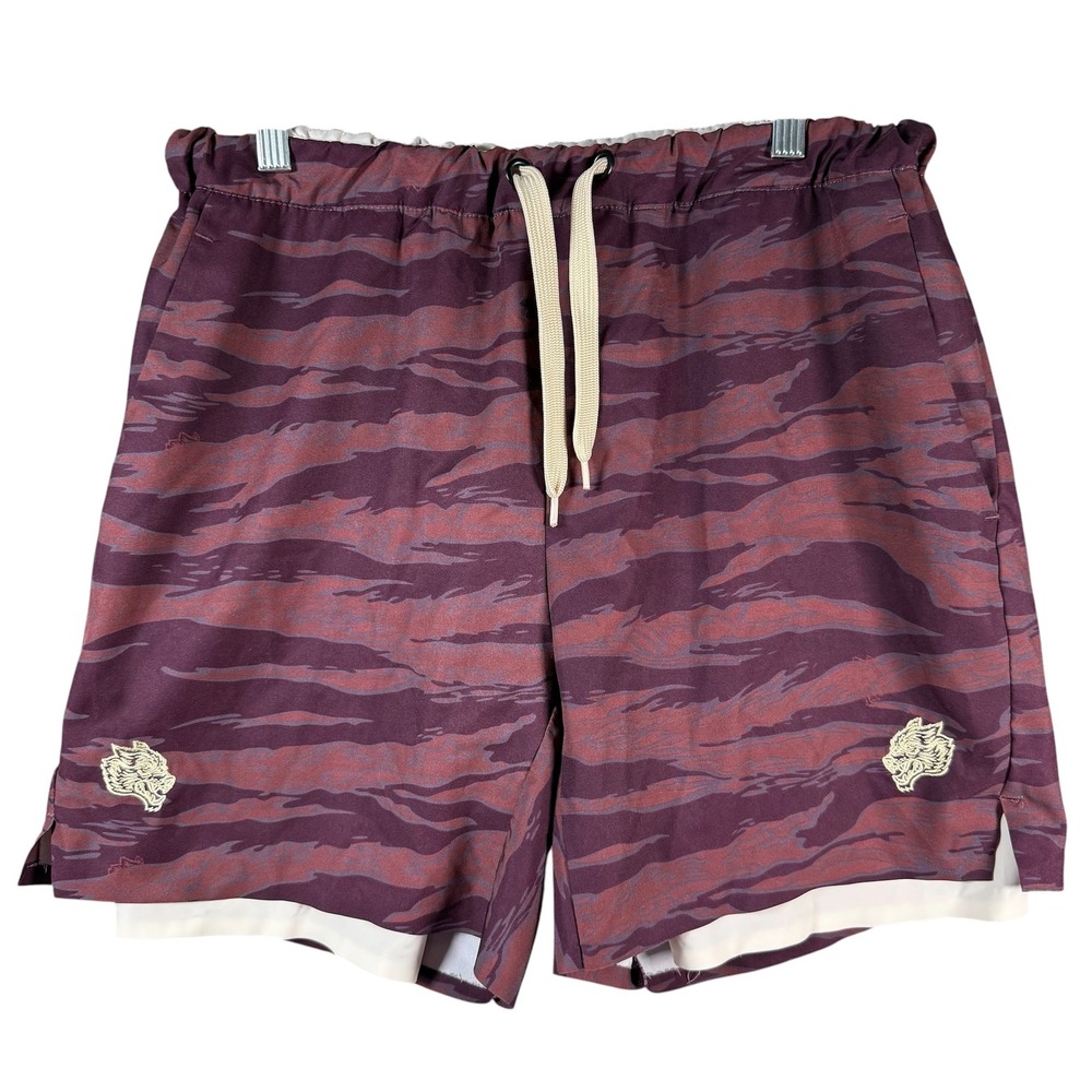 Darc Sport Tiger Camo 2-in-1 Training Shorts Mens Large Burgundy Compression